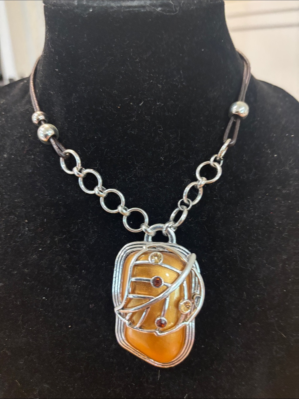 Pendant Necklace in Amber Brown - Women Jewelry